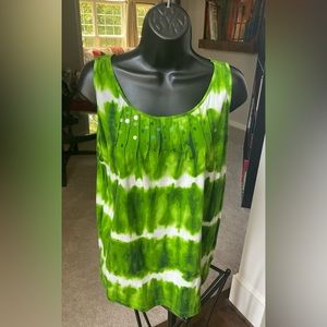 Chartreuse and White Tank Top by Jones New York